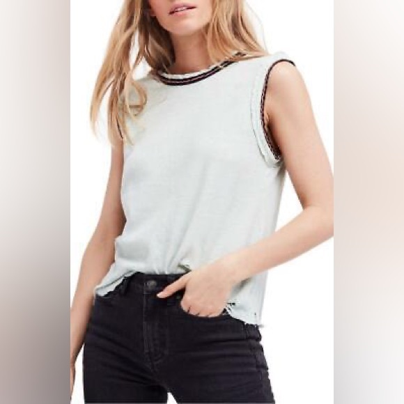 We The FREE PEOPLE Women’s Ringer Muscle Top Slim Teal Green Size S NWT $90 - Picture 2 of 8